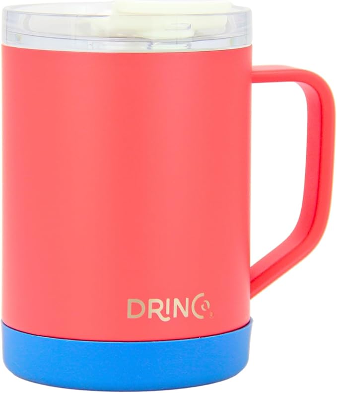 Drinco 16 oz Coffee Mug, Vacuum Insulated Camping Mug with Lid, Double Wall Stainless Steel Travel Mug Insulated Tumblers Coffee Mugs Coffee Cups Tea Cup (16oz Barn Red)