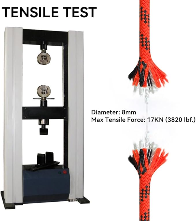 SEAMUS 8mm Prusik Accessory Cord 6M (20ft) UIAA Rock Climbing Rope 14Kn High Tensile Strength Rock Climbing Accessories Cord Double Braid Nylon Cord for Mountain Tree Climbing,Fire Rescue