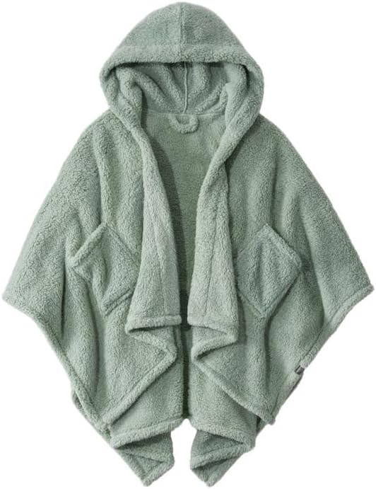 Wearable Blanket Sherpa Poncho Office Work Warm Cozy Shawl Blanket,Plush Cape Wrap for Adults