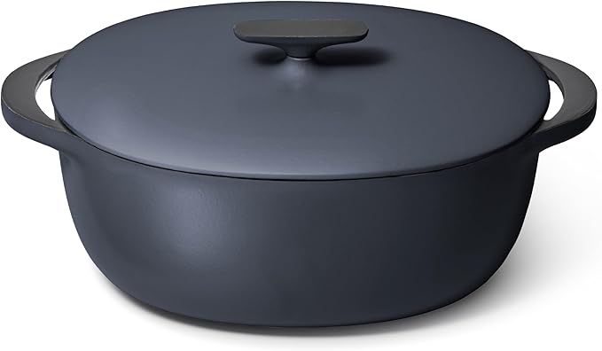 Caraway Enameled Cast Iron Dutch Oven - 8qt Dutch Oven With Lid - 3 Layer Enamel Coating - No Seasoning Required - Compatible With All Stovetops - Oven Safe - No Forever Chemicals - Midnight Blue