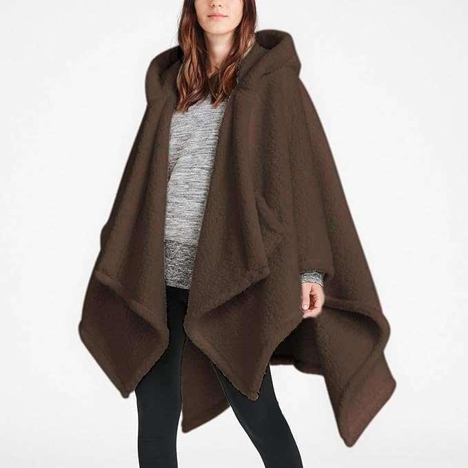 Wearable Blanket Sherpa Poncho Office Work Warm Cozy Shawl Blanket,Plush Cape Wrap for Adults