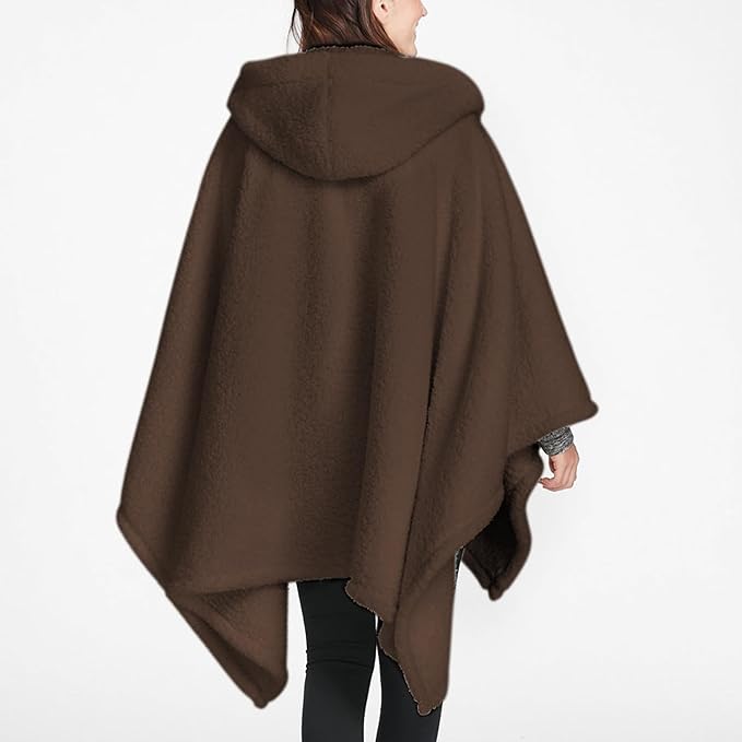 Wearable Blanket Sherpa Poncho Office Work Warm Cozy Shawl Blanket,Plush Cape Wrap for Adults