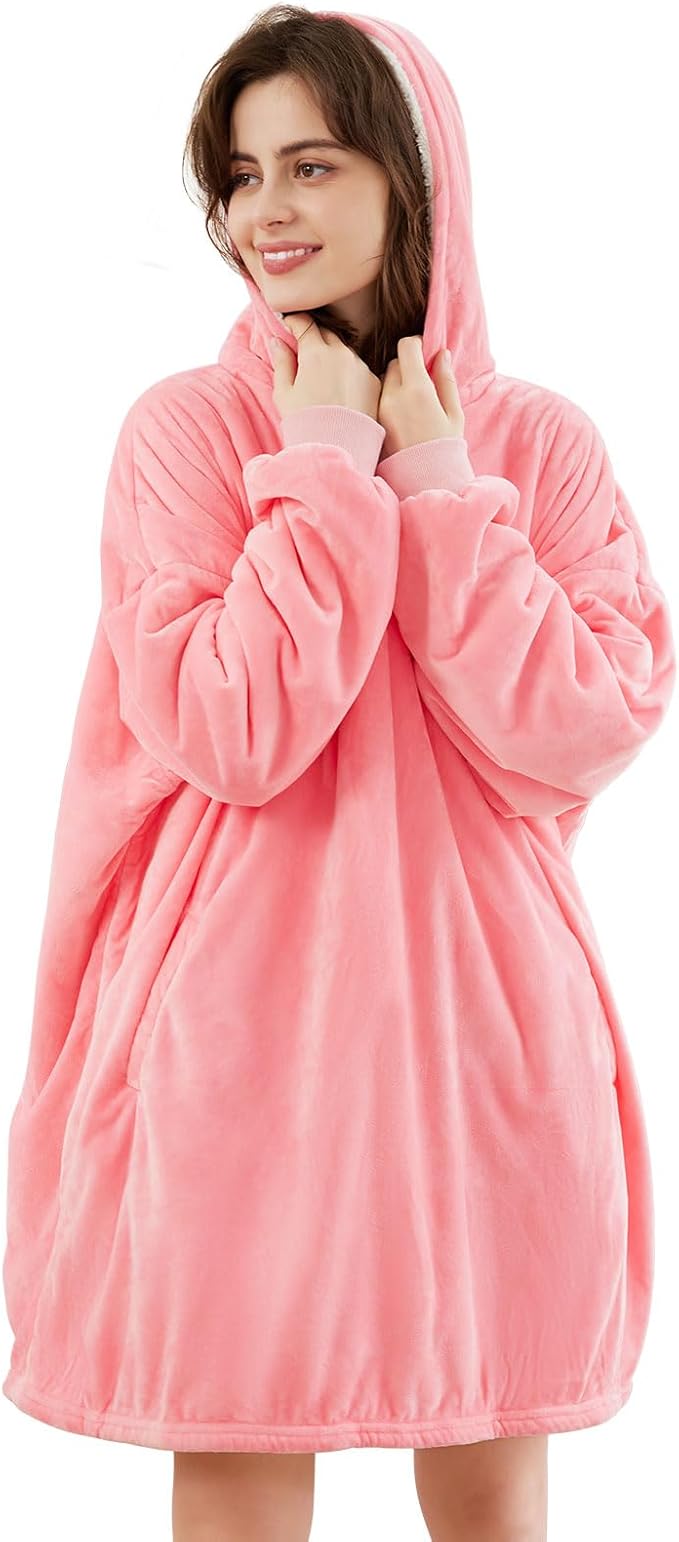 LetsFunny Blanket Hoodie,Oversized Wearable Sherpa Fleece Blanket Sweatshirt,Super Soft Warm Cozy with Giant Pocket,Gifts for Women Men Adults Teenagers Kids, One Size Fits All