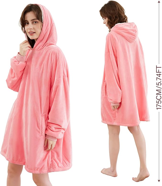 LetsFunny Blanket Hoodie,Oversized Wearable Sherpa Fleece Blanket Sweatshirt,Super Soft Warm Cozy with Giant Pocket,Gifts for Women Men Adults Teenagers Kids, One Size Fits All