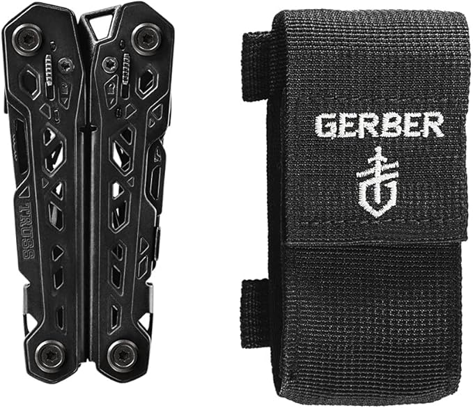 Gerber Gear Truss 17-in-1 EDC Needle Nose Pliers Multi tool - includes Pocket Knife, Screwdriver, and Bottle Opener Accessories - Gifts for Men, Fishing and Camping Gear - Black with Molle Sheath