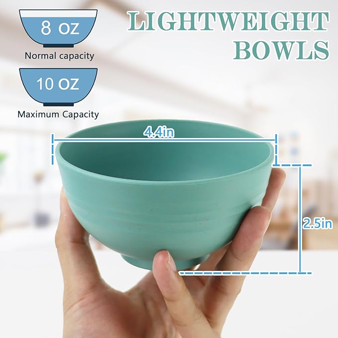 PYRMONT Wheat Straw Bowls Set of 8, 10 OZ Small Bowls for Kids, Cereal, Dessert & Snack, BPA-Free, Dishwasher & Microwave Safe