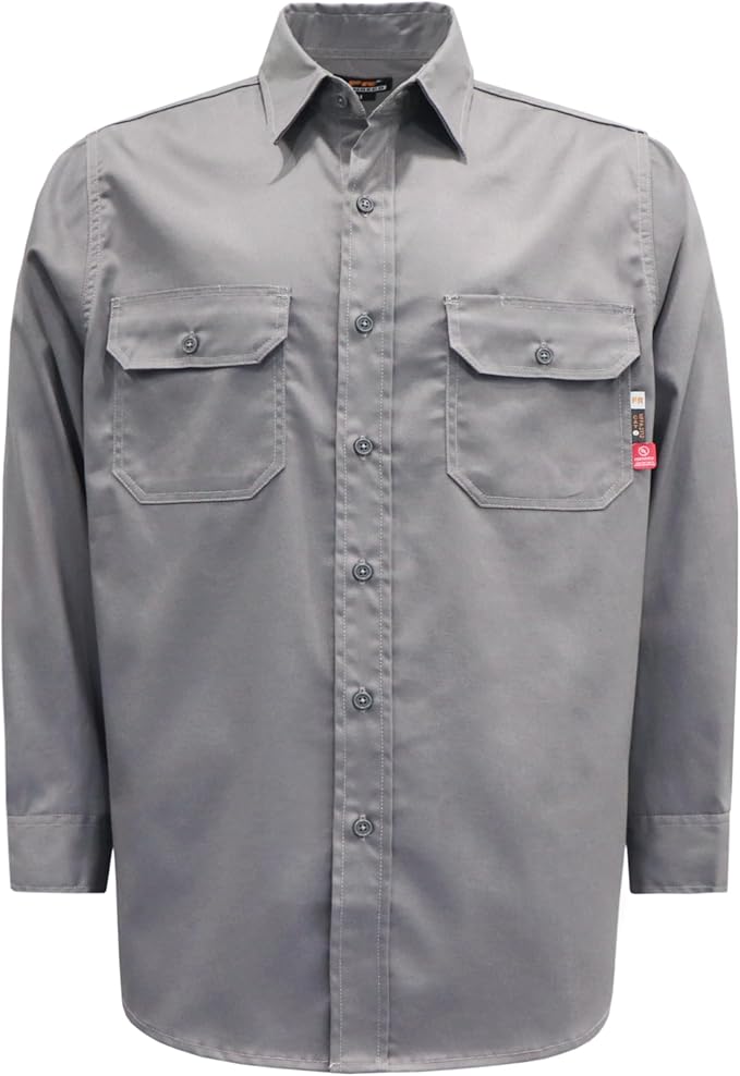 KONRECO FR Shirts for Men Fire Resistant Button Down Work Shirt 100% Cotton 6.5oz Lightweight Welding Shirts