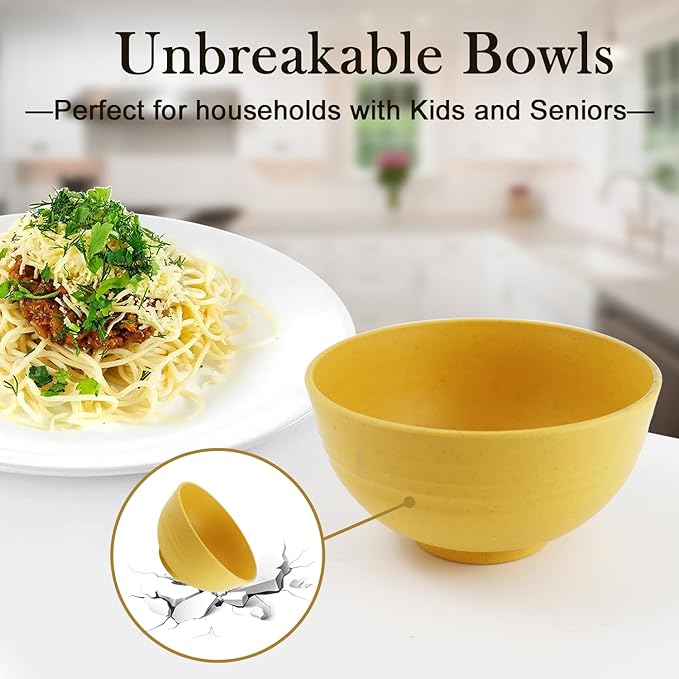 PYRMONT Wheat Straw Bowls Set of 8, 10 OZ Small Bowls for Kids, Cereal, Dessert & Snack, BPA-Free, Dishwasher & Microwave Safe