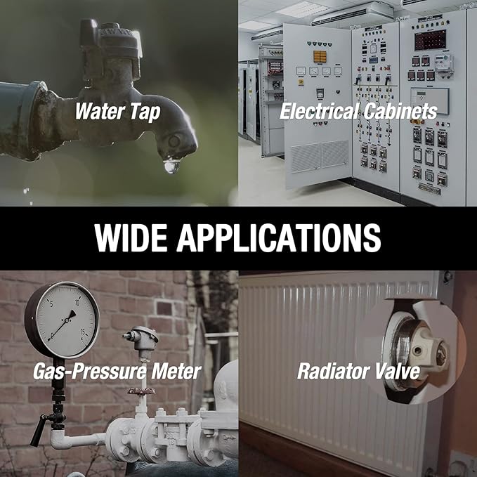 DURATECH 4 Way Utilities Key, Multi-functional Water Key Set, 2-Pack, for Valve, Faucet, and Spigots