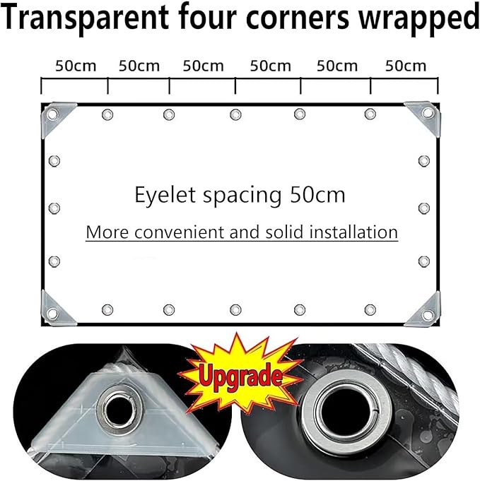 12' X 16' Clear Vinyl Tarp, 14 Mil Clear Tarps Heavy Duty Water Resistant, 400g/m² Thickened Tear Resistant with Metal Grommets, for Patio Porch and Garden Chicken Coop