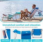 #WEJOY Folding Beach Chair for Adults, 4-Position Aluminum Lightweight Beach Chair, Low Sands Chairs with Shoulder Strap, Cup Holder and Padded Headrest, Supports 265lbs for Lawn
