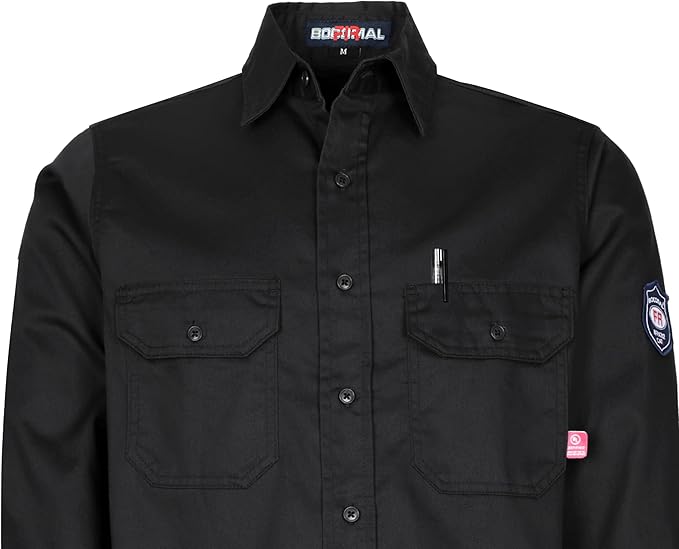BOCOMAL FR Shirts 6.25oz Lightweight Welding Shirts Flame Resistant Men's Fire Retardant Shirt