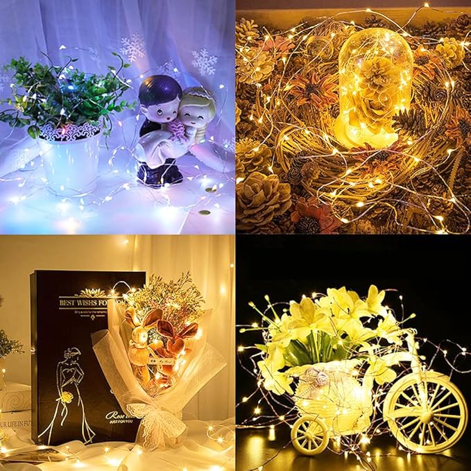 2 Pack USB Fairy Lights USB Powered String Lights Warm Yellow 5 Meters 50 lamp Beads Led Christmas Lights Fairy String Lights led Light String (Warm Yellow)