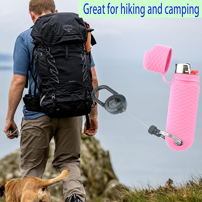 5 Pcs Waterproof Lighter Case Cover Holder for BIC Regular Lighters Sleeve Type J6 Outdoor Survival Multipurpose Seal Lighter Pouchfor Hiking and Camping (Pink, 5)