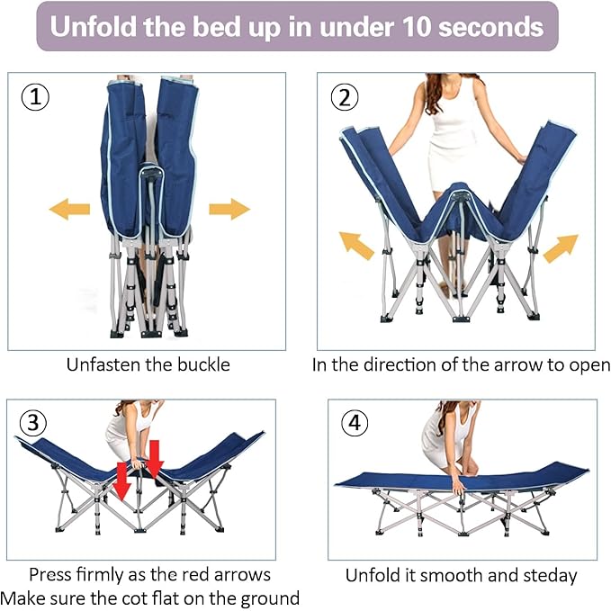 Camping Cot with Comfortable Mattress Cots for Sleeping Bed Adults Premium Fabric Camping Bed Easy Setup Folding Cot with Carry Bag for Guest Home Office Outdoor