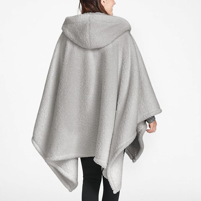 Wearable Blanket Sherpa Poncho Office Work Warm Cozy Shawl Blanket,Plush Cape Wrap for Adults