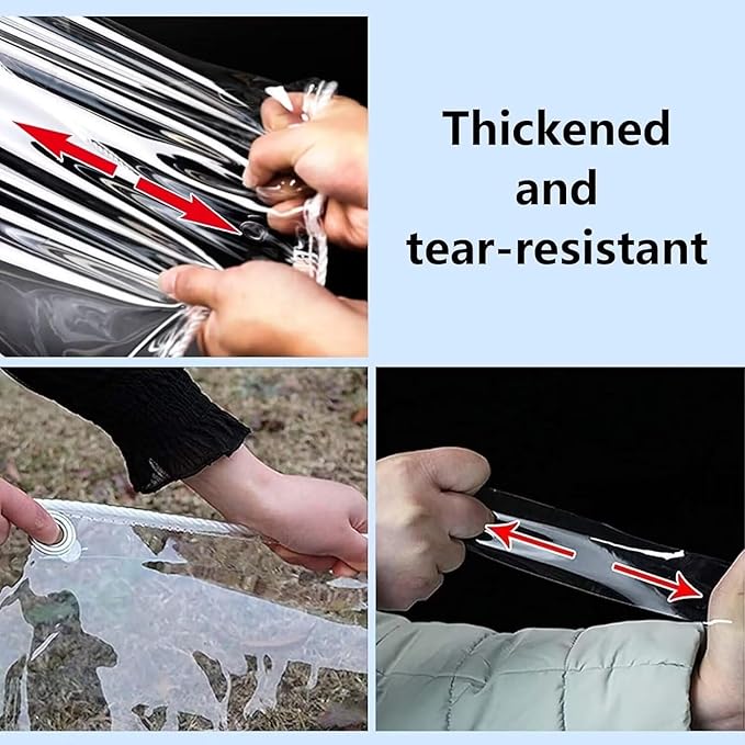 12' X 16' Clear Vinyl Tarp, 14 Mil Clear Tarps Heavy Duty Water Resistant, 400g/m² Thickened Tear Resistant with Metal Grommets, for Patio Porch and Garden Chicken Coop