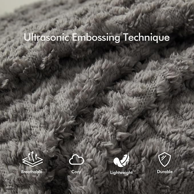 Royoliving Fuzzy Sherpa Wearable Fleece Blanket with Pockets for Adults, Ultra Soft Plush Shawl Throw Blankets (Grey, 58'' x 64'')