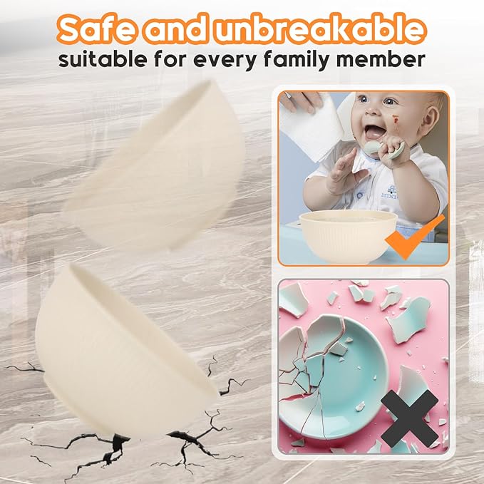 Wheat Straw Cereal Bowls Set of 8, Unbreakable Cereal Bowl 28 oz, Microwave and Dishwasher Safe Reusable Bowls Sets for Oatmeal, Ramen, Salads & Soups, Beige