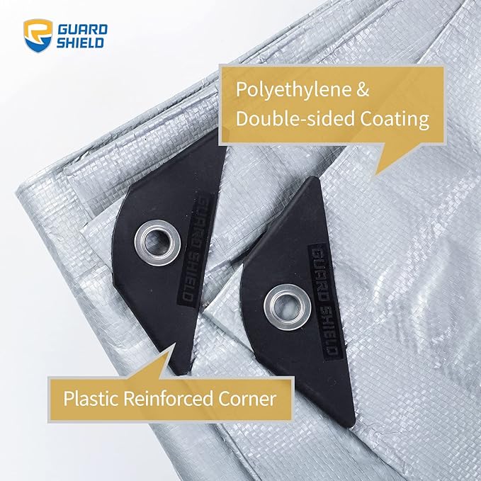 GUARD SHIELD Silver Tarp Waterproof 6x8 Feet Medium Duty All Purpose Poly Tarps Cover 7mil