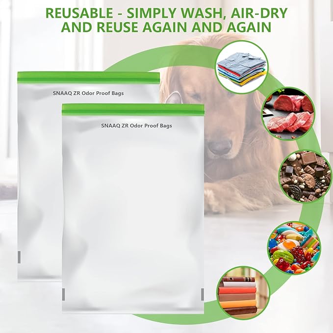 Odor Proof Storage Bags-12ｘ20 Inch, Reusable Double-Tracked Zip Closure Barrier Storage Bags Lock in Odors Keep Contents Fresh and Waterproof, Large No-Odor Bear Bag fit Camping, Hiking, Water Sports and Home Organization（4 Pack）