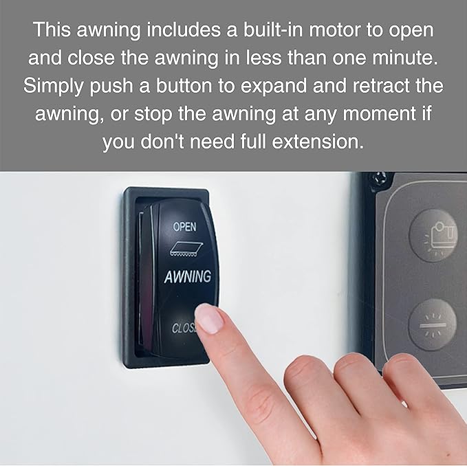 Awnlux White Motorized Modular Retractable RV Awning Full Set Assemblies for RV, 5th Wheel, Travel Trailers, Toy Haulers, and Motorhome - RV Trailer Awning for Home or Camper - 13x8 Ft - Solid Black