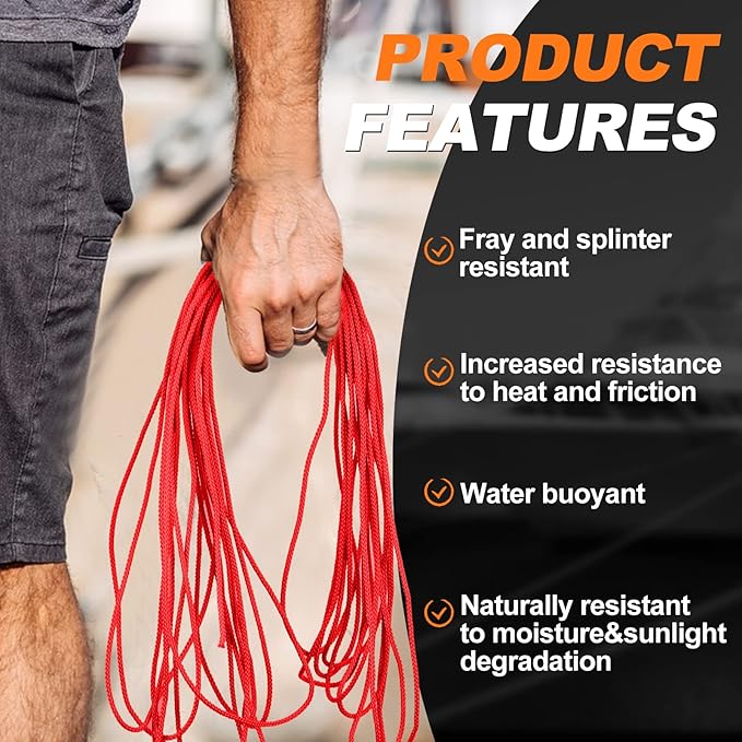 Utility Cord Diamond Braided 1/8" x45' Polypropylene Rope (30lbs) Heavy Duty General Purpose Rope for Marine,Camping,Household,Fishing,DIY (Pink Green,Orange)