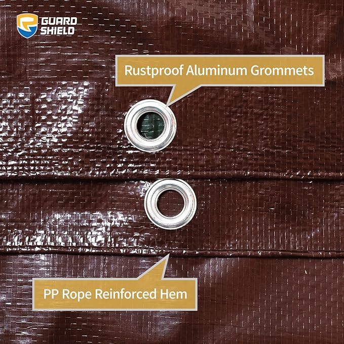 GUARD SHIELD Brown/Green Tarp 10x14 Feet Medium Duty Outdoor Waterproof Multi Purpose Poly Tarps Cover 7mil