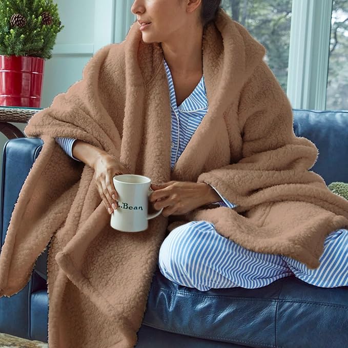 Wearable Blanket Sherpa Poncho Office Work Warm Cozy Shawl Blanket,Plush Cape Wrap for Adults