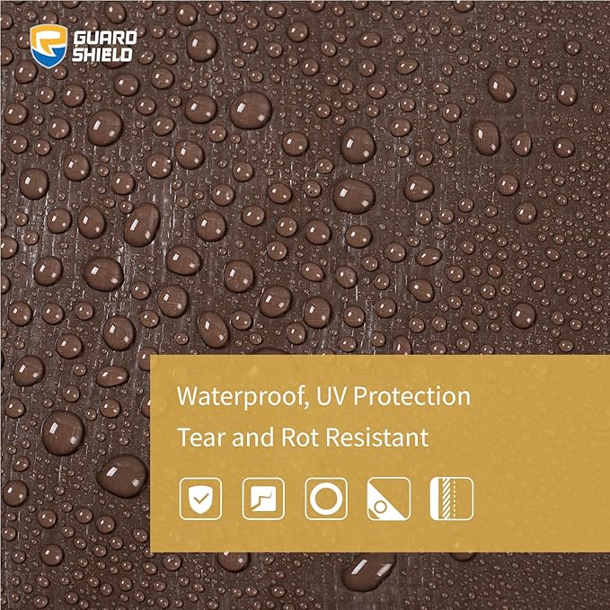 GUARD SHIELD Tarps Heavy Duty Waterproof 12x20 Feet Brown/Silver Poly Tarp Cover Outdoor Thick UV Resistant Tarpaulin with Grommets 10mil (2-Pack)