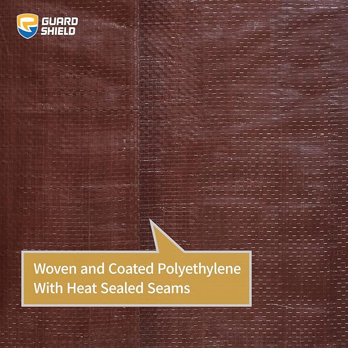 GUARD SHIELD Brown/Green Tarp 10x14 Feet Medium Duty Outdoor Waterproof Multi Purpose Poly Tarps Cover 7mil