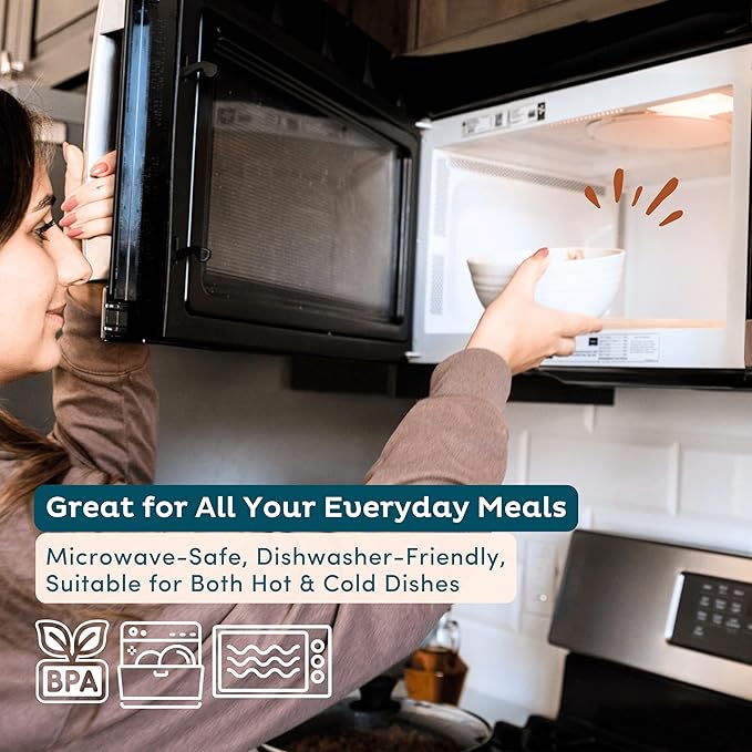 Nook Theory Reusable Wheat Straw Bowls 8 Pcs - 26 Oz Cereal Bowl, Non-Toxic Kids and Toddler Bowl, Microwavable, Dishwasher Safe and Unbreakable Dinnerware (Mellow)