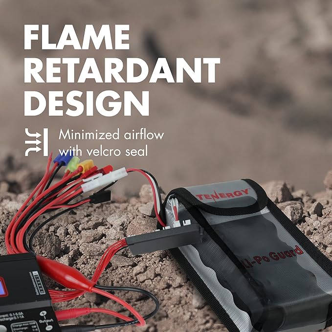 Tenergy 2 Pack, Fire Retardant Lipo Bags, Battery Bags for Charging and Storage, 5.5x3.5x2 inches Each