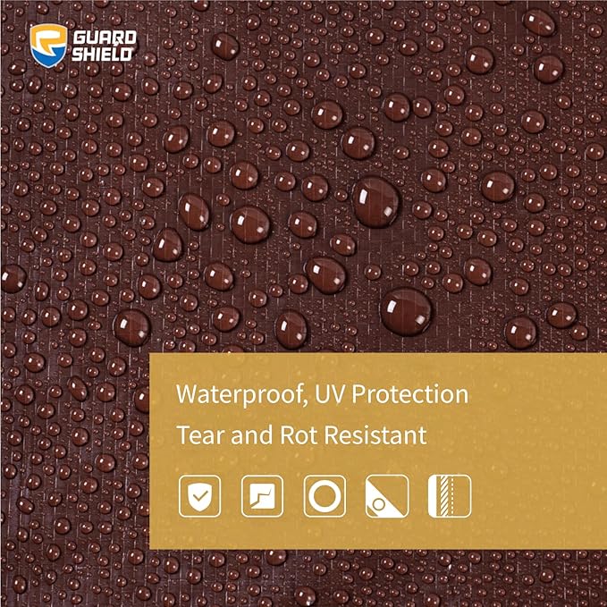 GUARD SHIELD Brown/Green Tarp 10x14 Feet Medium Duty Outdoor Waterproof Multi Purpose Poly Tarps Cover 7mil