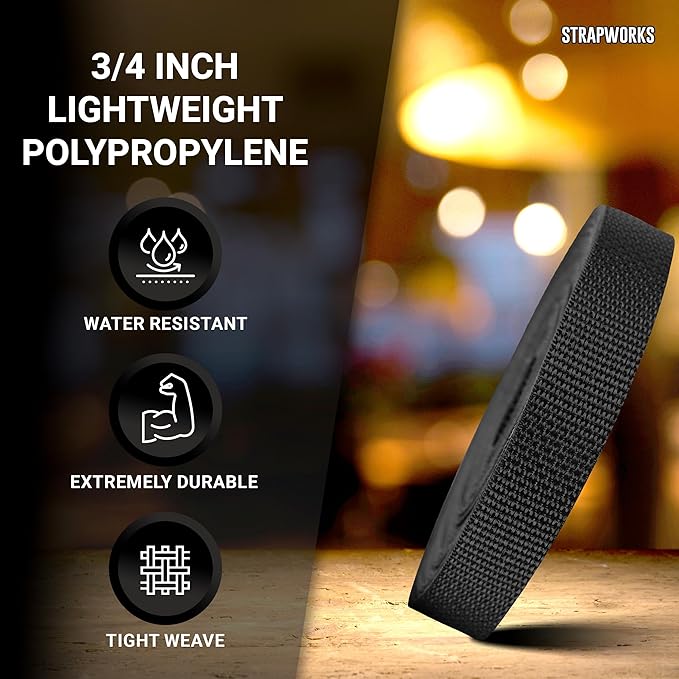 Lightweight Polypropylene Webbing - Poly Strapping for Outdoor DIY Gear Repair, Pet Collars, Crafts – 3/4 Inch by 10, 25, or 50 Yards, Over 20 Colors