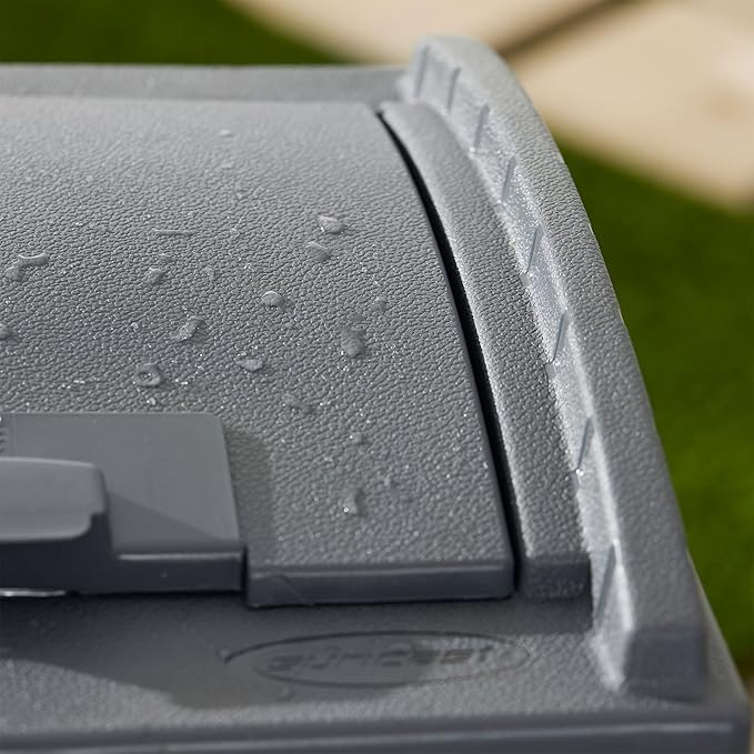 Suncast 4 Pack Outdoor Waste Bin Trash Hideaway Container with Latching Lid, 33 Gallon Capacity