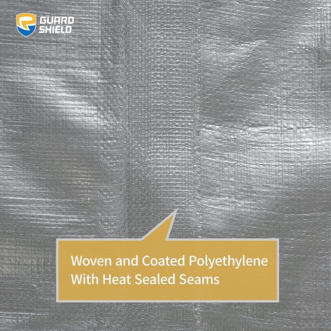 GUARD SHIELD Tarps Heavy Duty Waterproof 12x12 Feet Silver/Black Poly Tarp Cover Square Outdoor Thick UV Resistant Tarpaulin with Grommets 10mil (2-Pack)