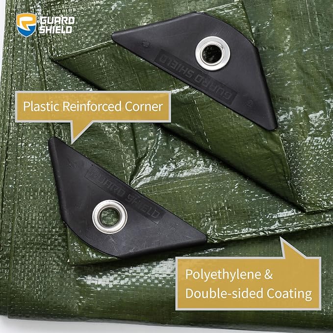 GUARD SHIELD Green Tarp Waterproof 8x10 Feet Medium Duty All Purpose Poly Tarps Cover 7mil