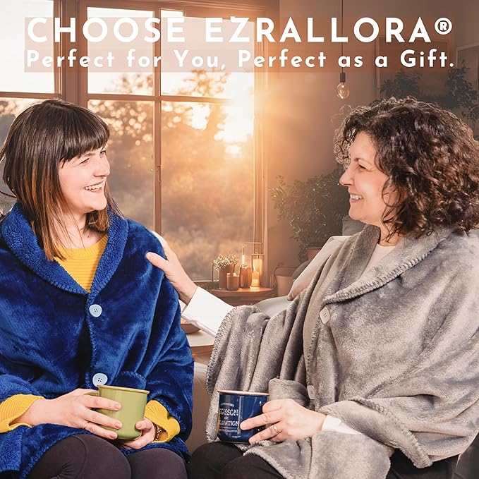 Premium Double Layer Wearable Blanket for Women - Drape and Go No Sleeves- Shawl Wrap with Pockets - Grandma Mom Gifts for Her (Velvet Lavender)