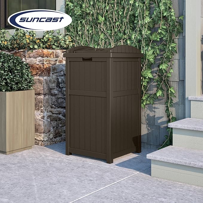 Suncast Trash Hideaway Outdoor Patio 33 Gal Garbage Waste Trash Can Bin (6 Pack)