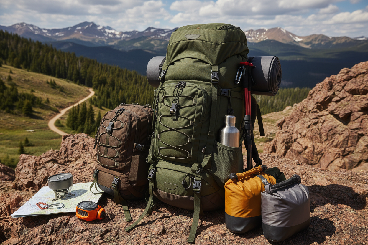 Backpacks & Storage – Built for long hikes and rugged terrain. (make it real photo)